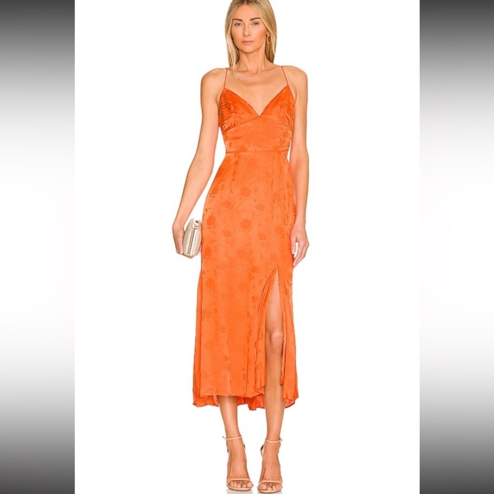 Sau Lee Francessca Midi Dress in Orange Size 4